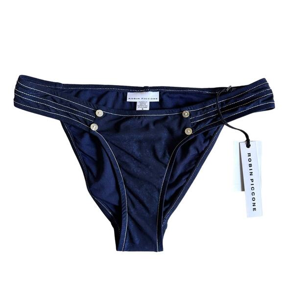 Robin Piccone Valeria indigo low rise bikini bottoms‎ size Small NEW - Picture 2 of 10